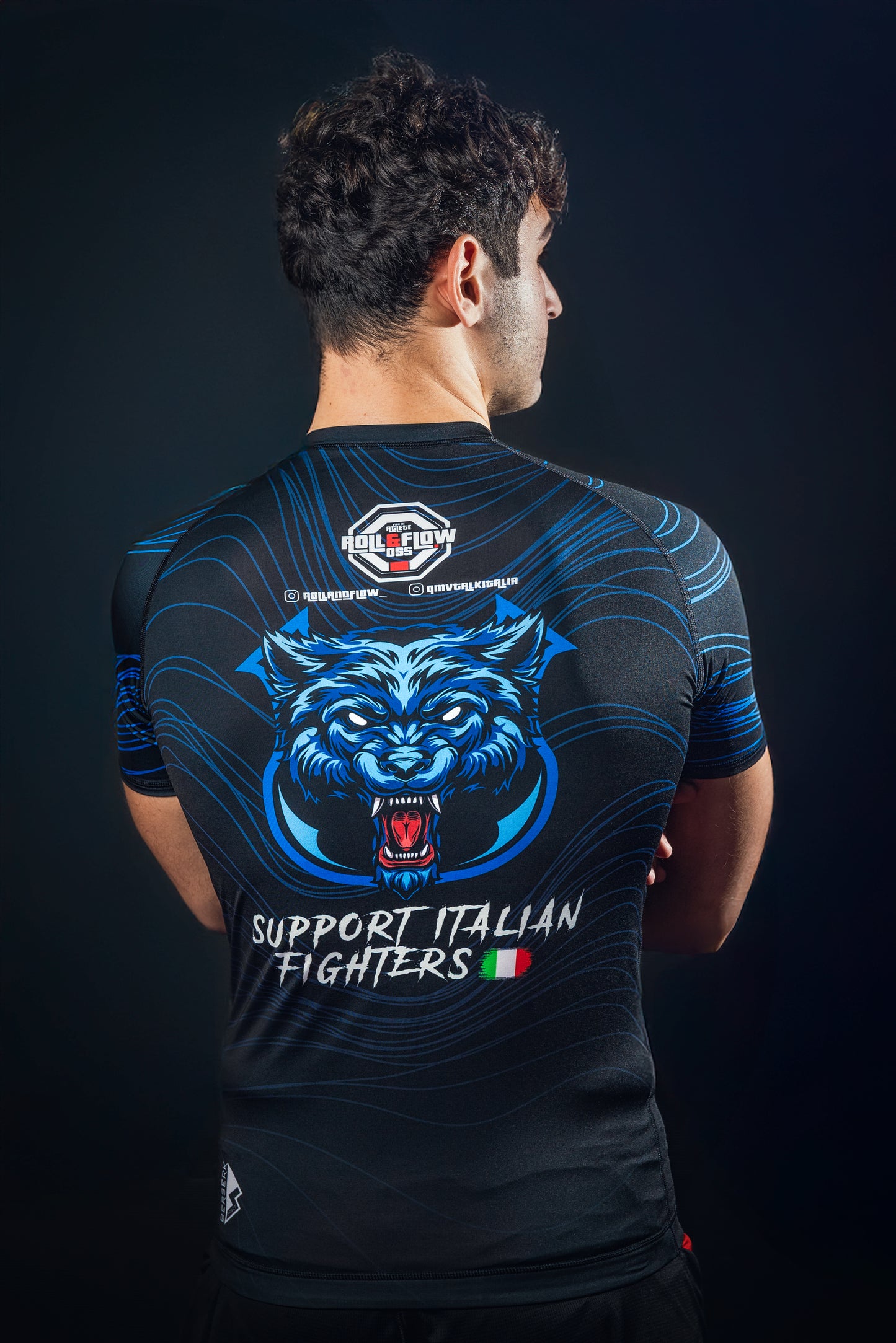"WOLF Might" Rashguard by Roll & Flow – Perfect for BJJ, Grappling, and MMA