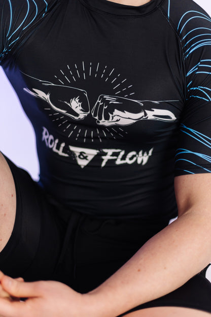 "Shark Strike" Rashguard Roll &Flow-  Perfect for BJJ,Grappling and MMA