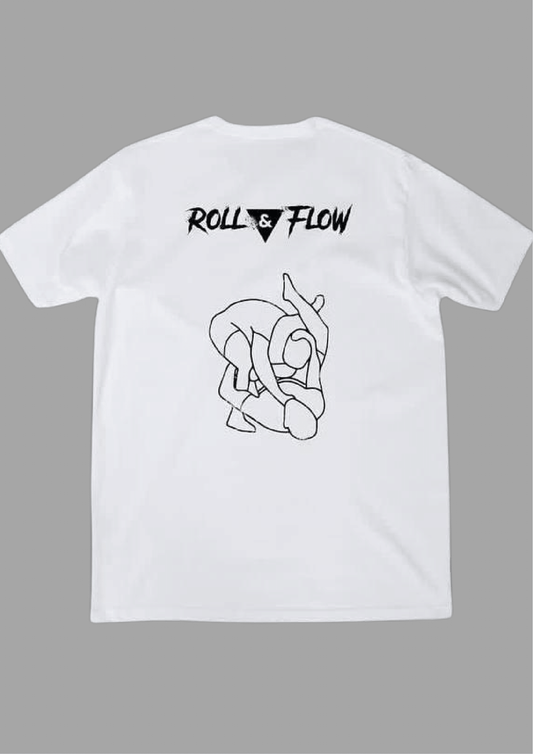 “Roll & Flow Oversized Triangle Choke Tee – Jiu-Jitsu Style”