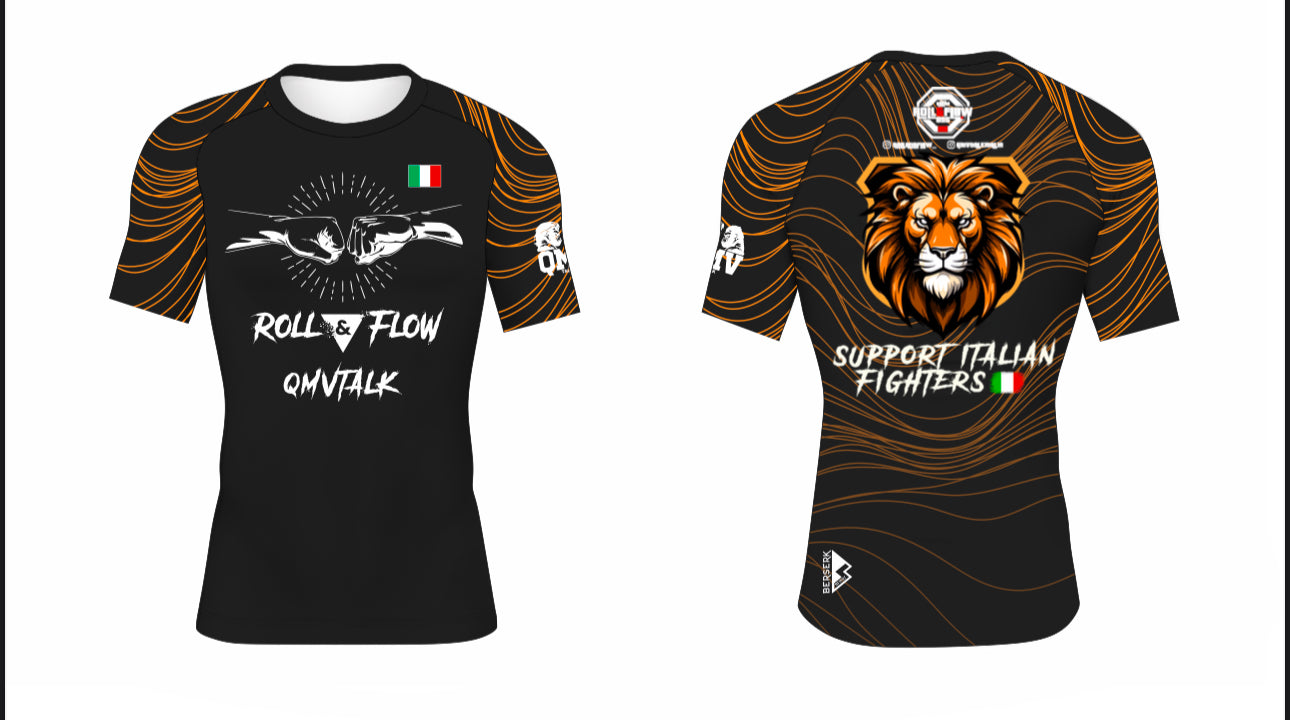 "The King Lion" Rashguard by Roll&flow also personalized with fighter name – Perfect for BJJ, Grappling, and MMA