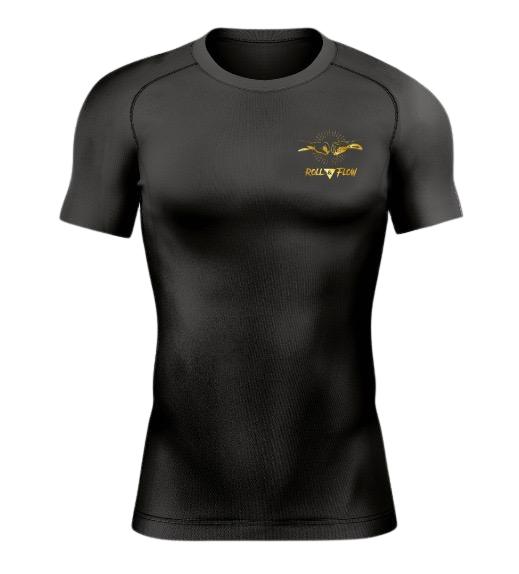 Roll&Flow "Gold Dynamic" Rash Guard-Perfect for BJJ, Grappling, and MMA